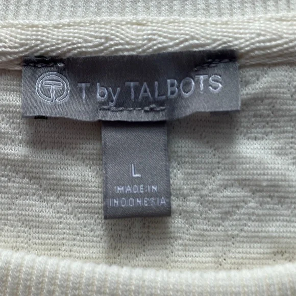 T by Talbots - Quilted Ivory Crewneck Sweatshirt - Large - Picture 2 of 6